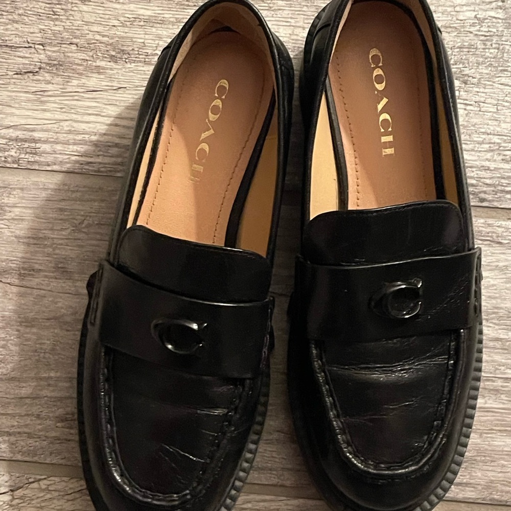 Coach Glossy Black Loafers
